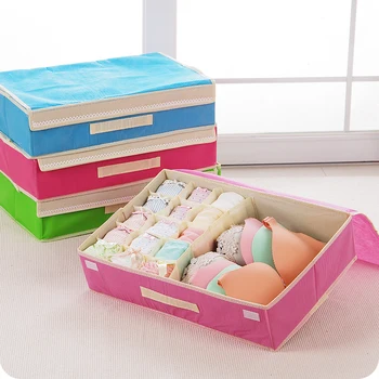 

Home Closet Organizer Folding 2 in 1 Bra Underwear Storage Box Non-woven Fabric Women Bra Panties Socks Underwear Organizer