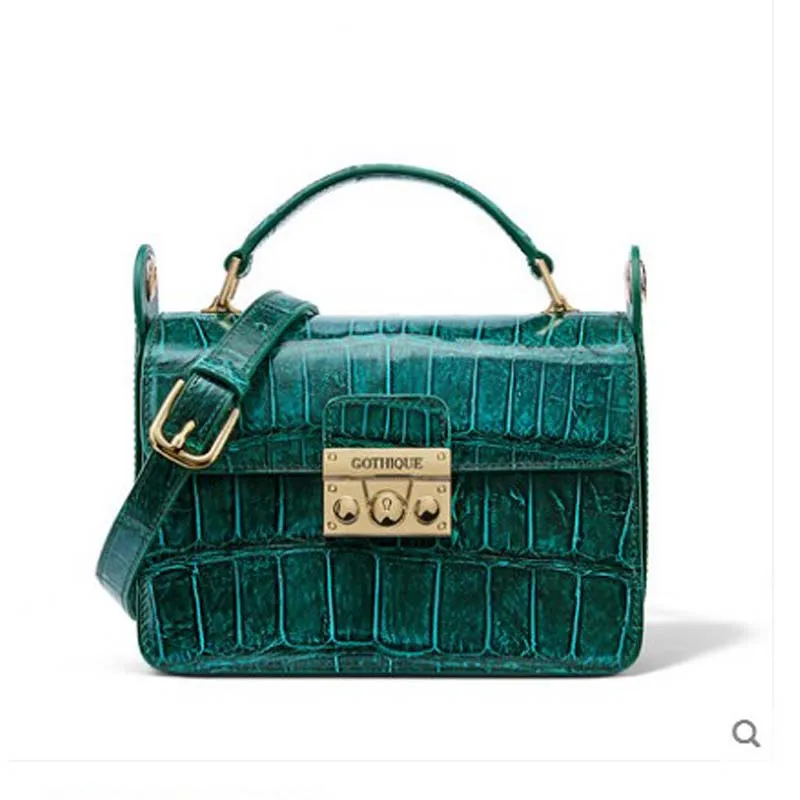 

gete 20198 new Crocodile Leather woman bag 2019 New American Crocodile Belly handbag stylish leather lady crossbody bag