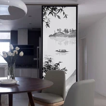 Стекло наклейки в китайском стиле Классическая пейзаж декоративные Стекло двери фильм Наклейки скраб бумаги Стекло наклейки