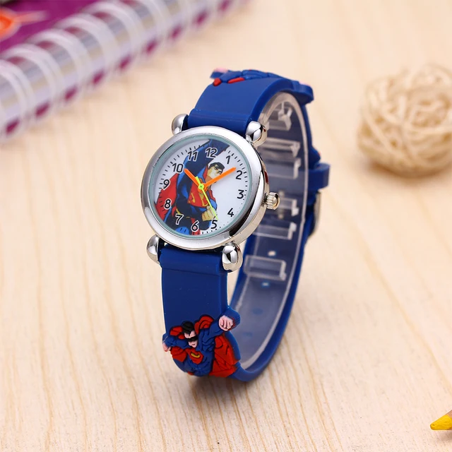 Cute Superman Children Watch Kids Watches 3D Pattern Silicone Strap Boys Girls Q Cute Superman Children Watch Kids Watches 3D Pattern Silicone Strap Boys Girls Q