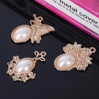 

2018New 100Pcs KC Gold pearl Buttons/Pendant for DIY Necklaces, earrings or Hair and clothes accessories PLY132-PYL13