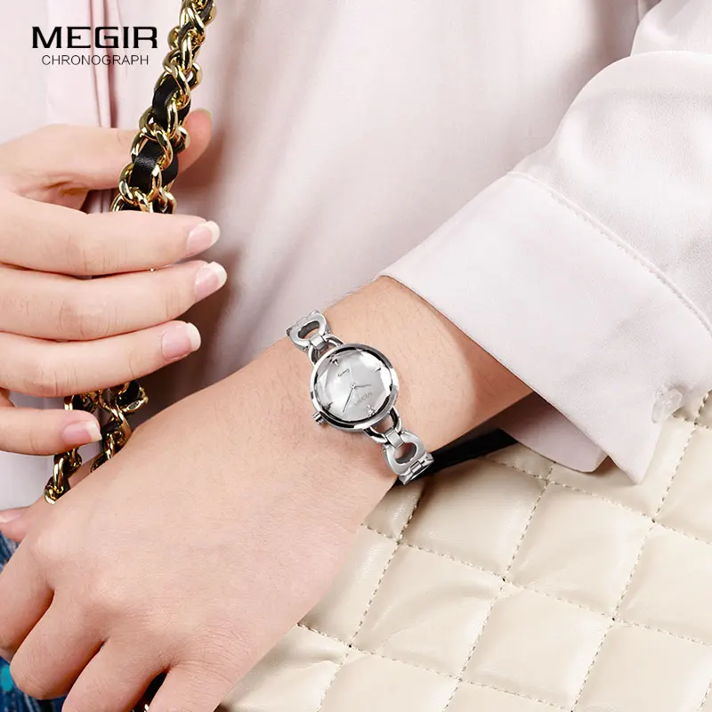 MEGIR Women's Fashion Simple Quartz Watches 3ATM Waterproof Clock Metal Strap Wristwatch for Lady Relogiod Femininos 4173White MEGIR Women's Fashion Simple Quartz Watches 3ATM Waterproof Clock Metal Strap Wristwatch for Lady Relogiod Femininos 4173White