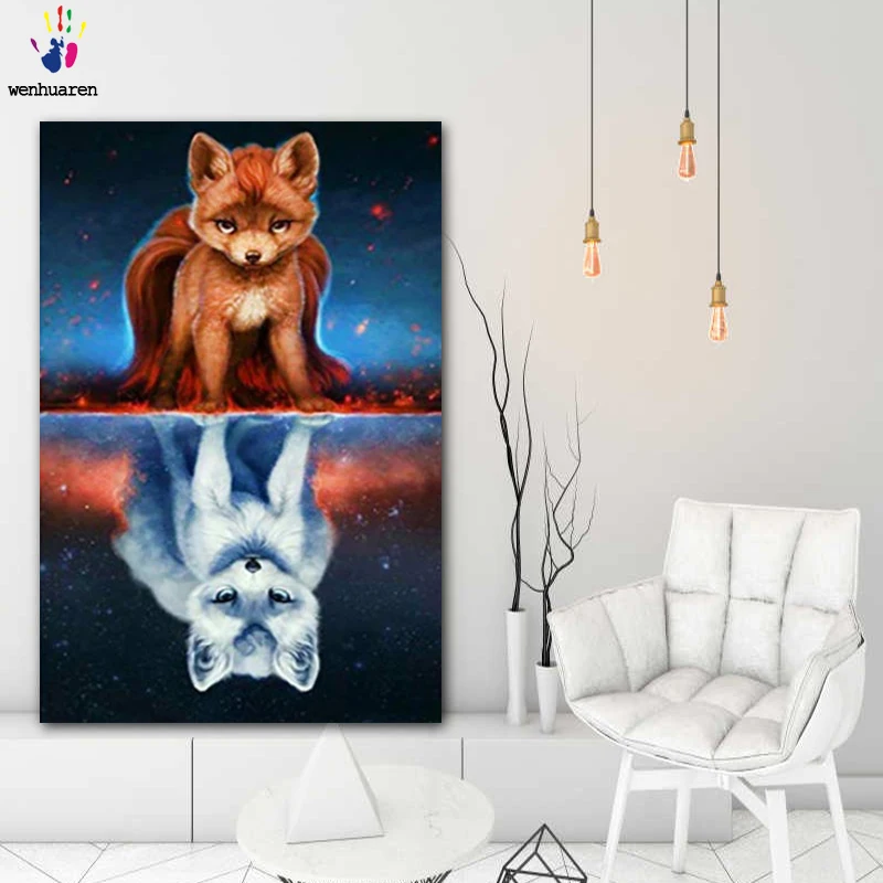 

DIY colorings pictures by numbers with colors Two fox picture drawing painting by numbers framed Home