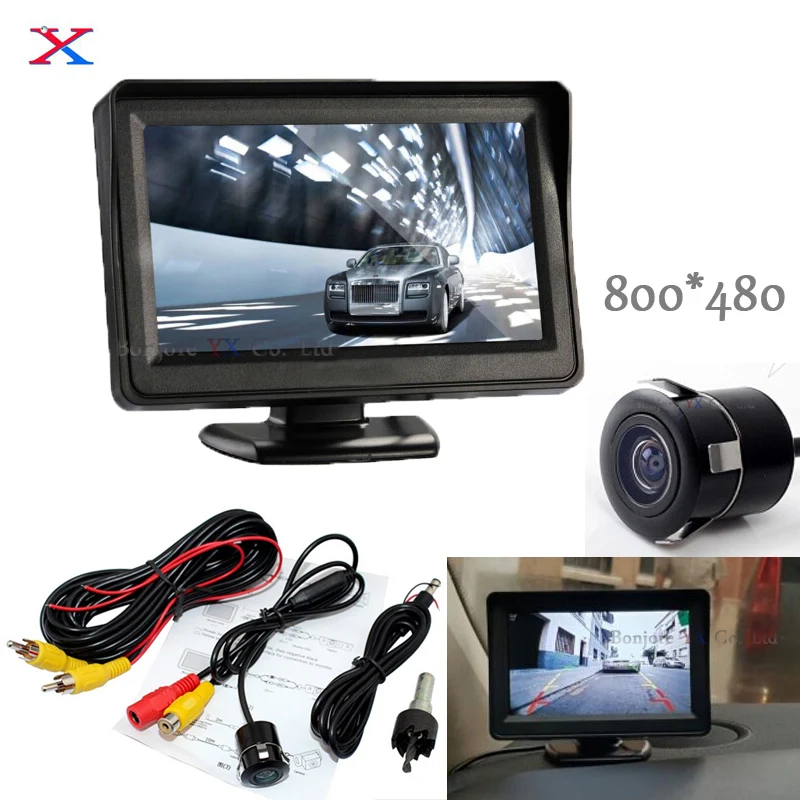 Koorinwoo 4.3" TFT Car Monitor TFT LCD Screen With CCD Rear View Camera