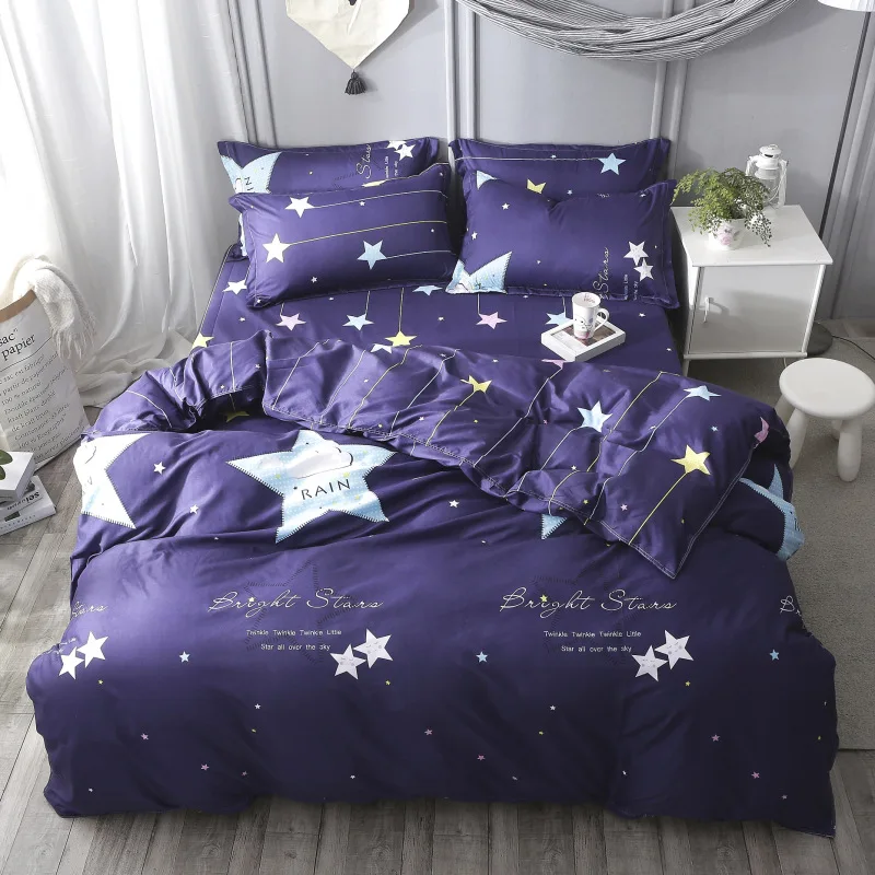 

Home Textile Soft Dark Blue Stars 3/4pcs Bedding Sets Bedding set Bed Linen Duvet Cover Bed Sheet Pillowcase/bed Set Childre