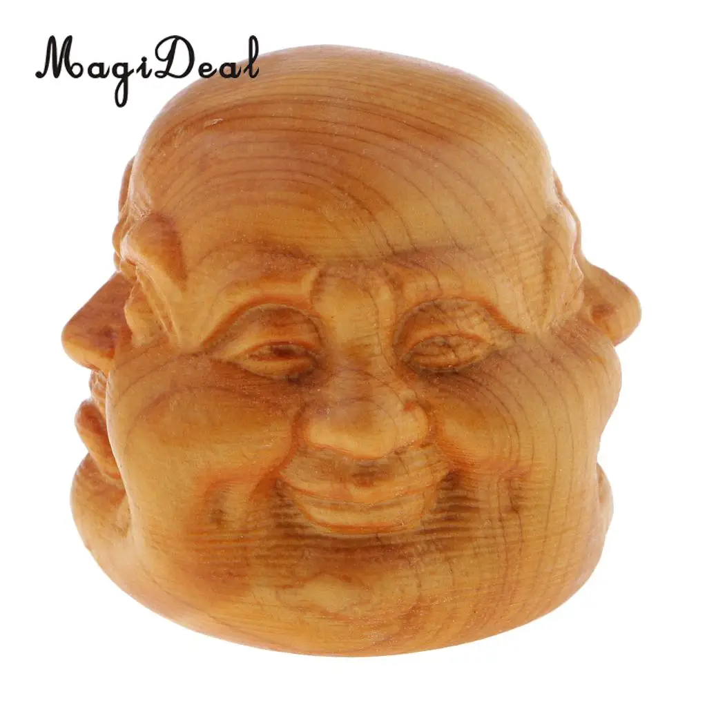 3pcs Hand Carved Wooden Ornament Buddha Statue Home Office Sculptures