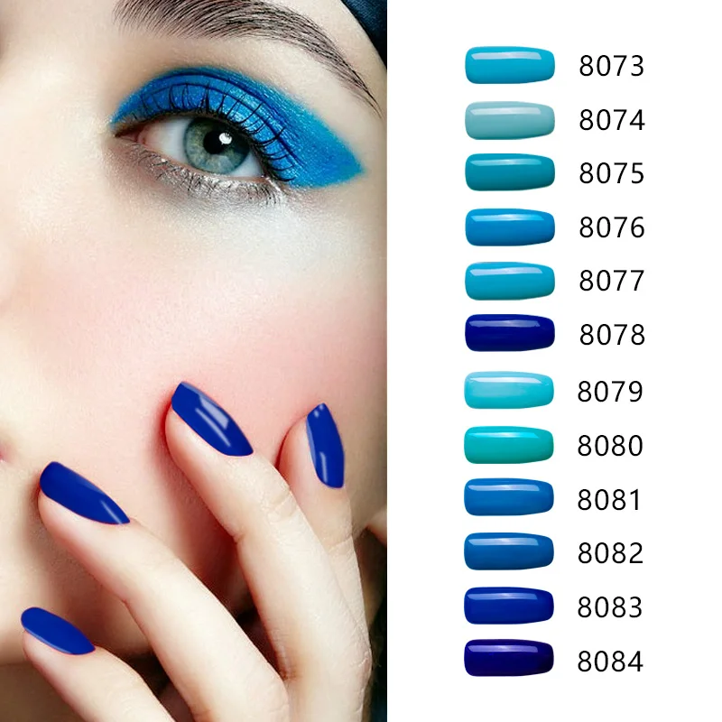 Modelones 12 шт./лот синий цвет серии Led УФ лак для ногтей набор длительный дизайн ногтей УФ Гель-лак Полупостоянный УФ-клей для ногтей