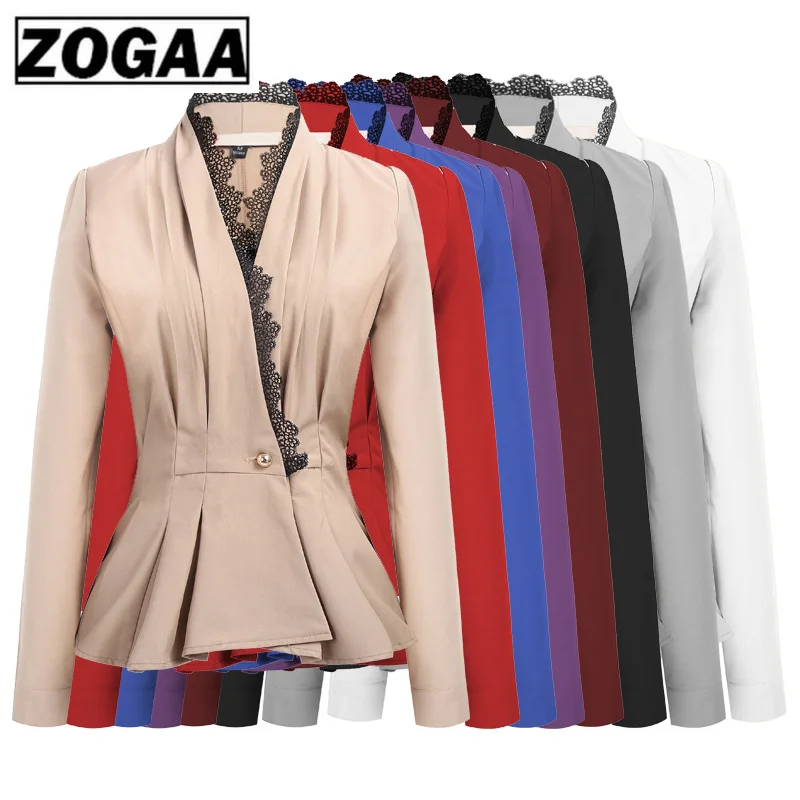 2019 autumn women's coat lace V collar waist casual suit