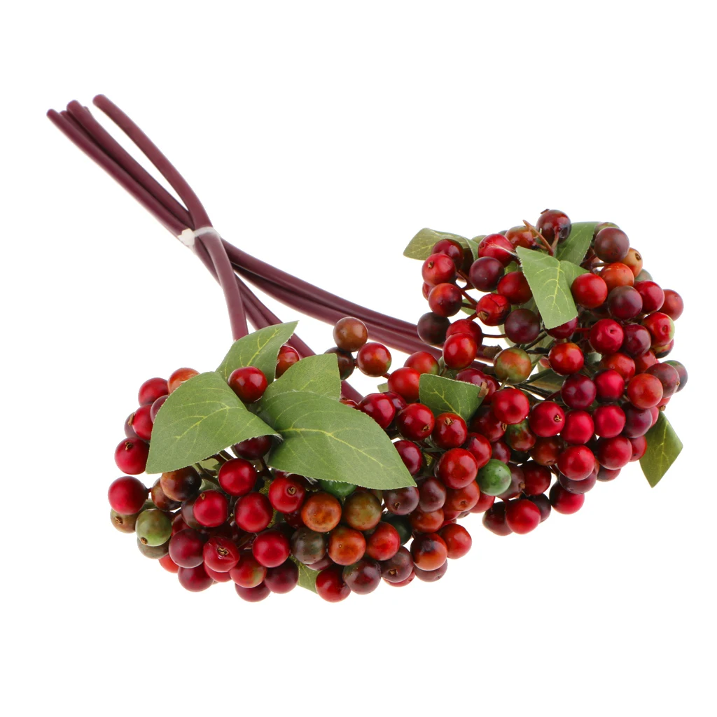 2 Sets Artificial Berry Branch Decorative Berries DIY Christmas Wreath Accessories Fake Red berries Christmas Decoration