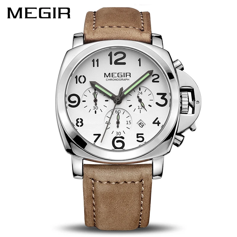 

MEGIR Clock Men Top Brand Luxury Quartz Men Watch Big Dial Chronograph Military Watches Luminous Relogio Masculino Saat 3406