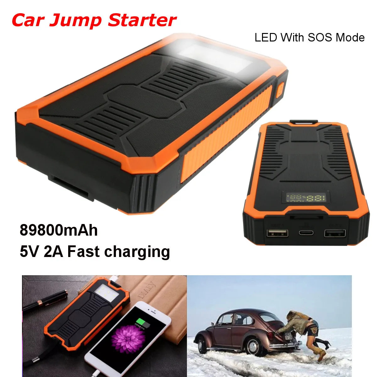 Car Jump Starter Emergency 89800mAh 12V Starting Device SOS LED Light Mobile Power Bank Car Fast Charger For Car Battery Booster