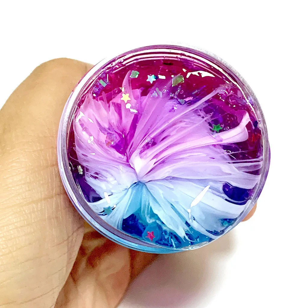 Нетоксичный прозрачный DIY блеск слизи кристалл красивый цвет смешивание облако слизи дети рельеф антистресс игрушки для детей