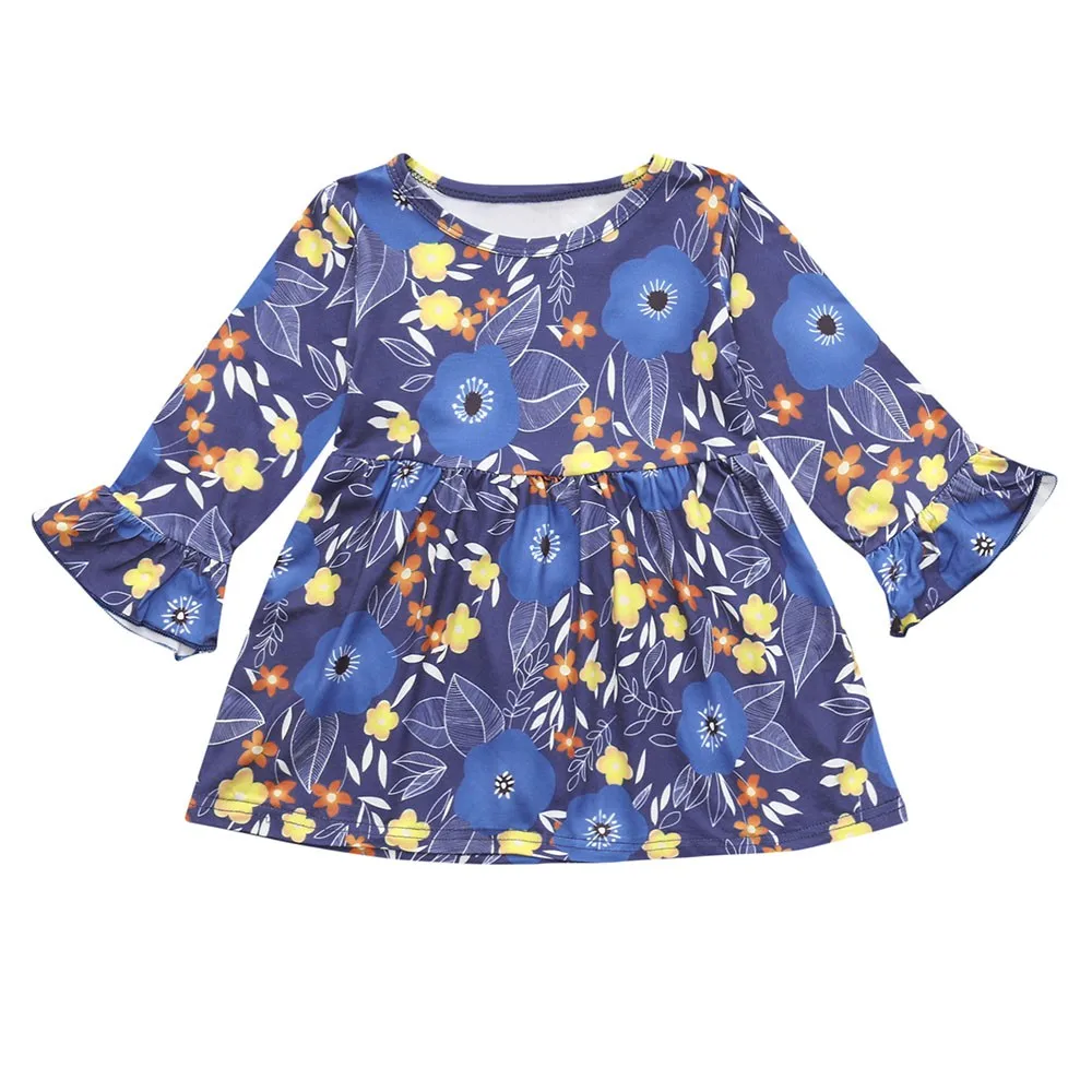 ARLONEET new fashion winter Childrens Kids Baby Girls Long Sleeve Floral Print Party Dress Clothes Outfits drop shopping stem14