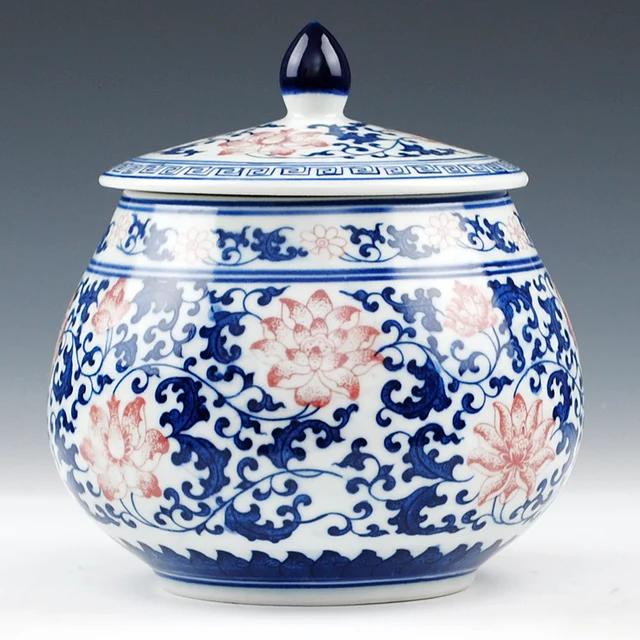 Blue And White With Lid Jingdezhen Chinese Ginger Jar Antique Blue And White With Lid Jingdezhen Chinese Ginger Jar Antique Ceramic Temple Jars