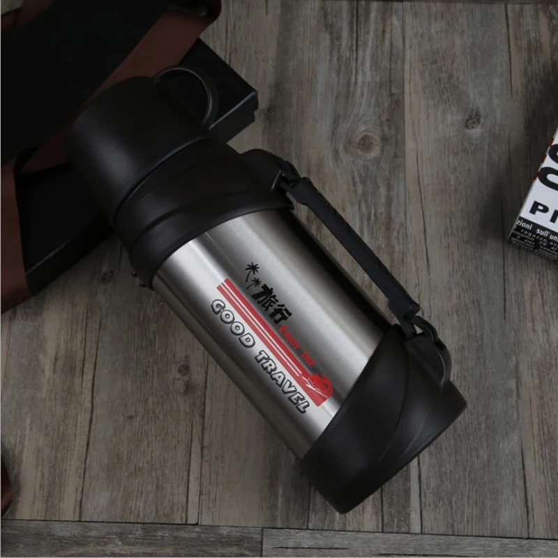 Ceny Keelorn 2000ml termosy ze stali nierdzewnej termosy kubek podwójna duża pojemność przenośny odkryty Sport termiczny kubek próżniowy