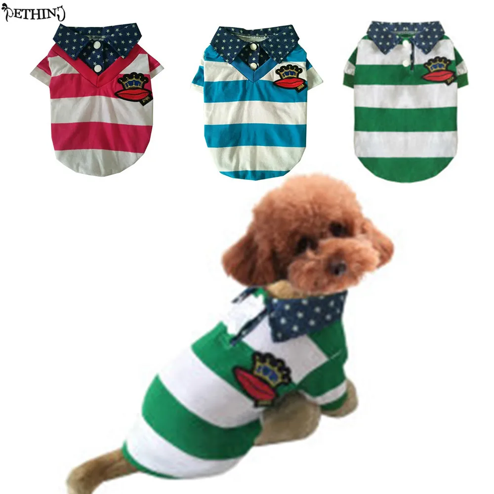Горячая Pet на лето и весну одежда собака, кошка, щенок платье Пальто; костюм жилет футболка одежда с зелеными полосами для небольших собака