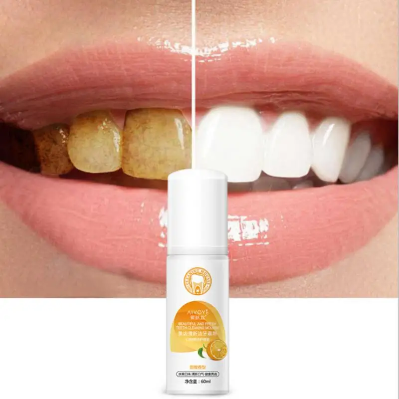 

High Quality Teeth Whitening Foam Toothpast Oral Care Remove Stain Dental Bleach Tooth Whiter Orange Scent 60ml