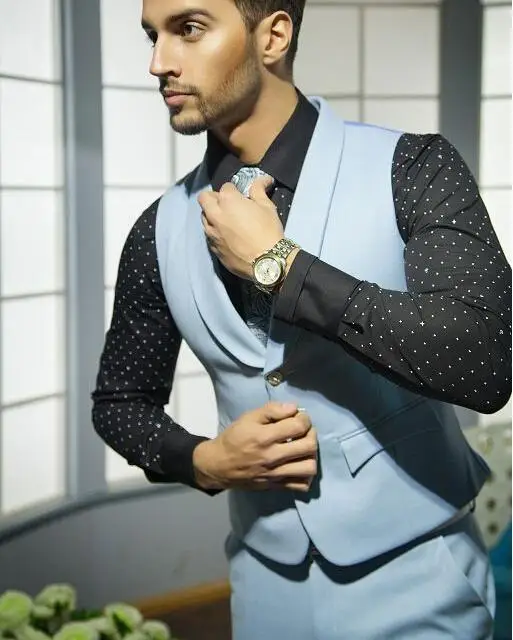 2017 Custom Made Groommen Tuxedos Groom Suit Arabic Party Men's Slim Fit( pants vest bow/tie) | Мужская одежда
