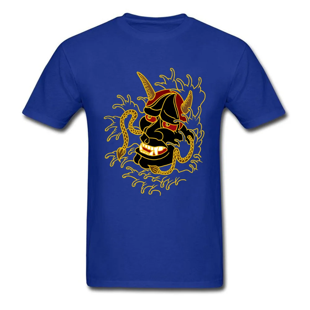 Hannya Crew Neck Top T-shirts Summer/Fall Tops Tees Short Sleeve Fashionable Pure Cotton Printed Tops T Shirt comfortable Mens Hannya blue