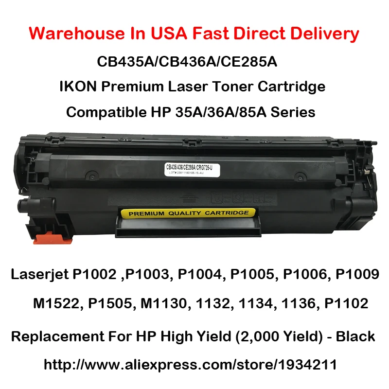 2PCS Hi-Yield Black Toner Cartridge CB435A CE285A Set for HP Laser P1006 P1005