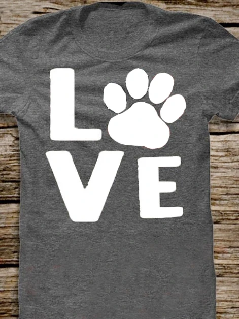 Серая футболка с надписью Love Dog Paw Милая Повседневная для девочек женские топы