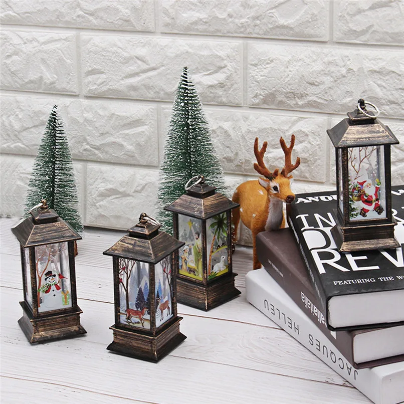 1PC Christmas Candle Holders Classic Lantern with LED Tea light Candle Holders Christmas Decorations For Home candelabra N06#F (4)