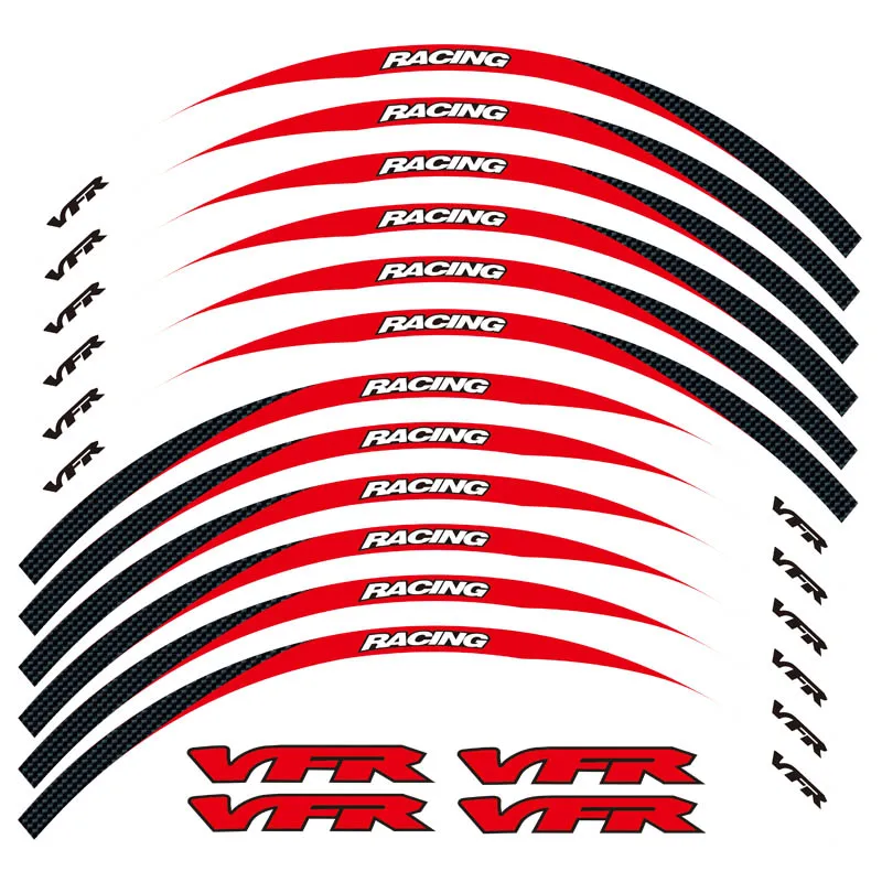 Высококачественный мотоцикл передний и задний край внешний обод наклейки колесные наклейки Светоотражающие Водонепроницаемые 17 дюймов наклейки s для Honda VFR - Цвет: Red