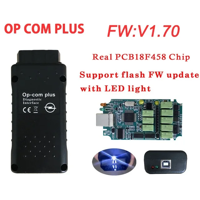 

2018 OPCOM V1.70 firmware OP COM PLUS For Opel Diagnostic-tool OP COM PLUS real pic18f458 chip can be flash FW update with LED