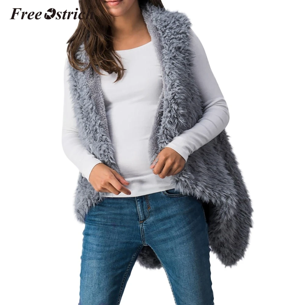 

Free Ostrich Vest Women Plus Size V Neck Solid Open Stitch Faux Fur Chalecos Para Mujer Colete Feminino Kamizelka Damska N30