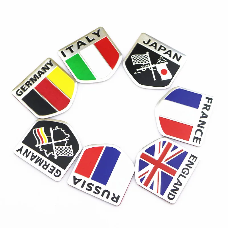 

3D Aluminum car Flag sticker accessories For /mazda/ mitsubishi/audi/hyundai /opel /skoda/ford LADA Renault car styling