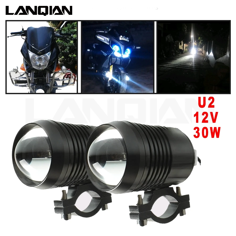 High Quality Universal Motorcycle Waterproof Spotlights Driving Spot Head Lamp Fog Light Motobike LED Headlight U2 30W 1200LM