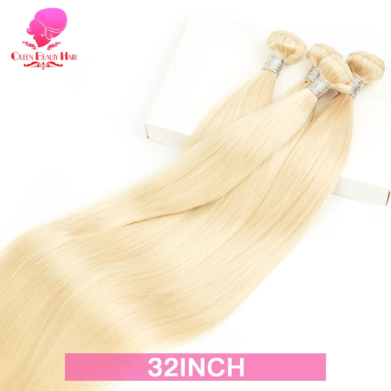 

QUEEN BEAUTY 1/3/4 Bundles Honey 613 Blonde Malaysian Straight Hair Weave Weft Remy Human Hair Bundles 8 - 36 inch Free Shipping