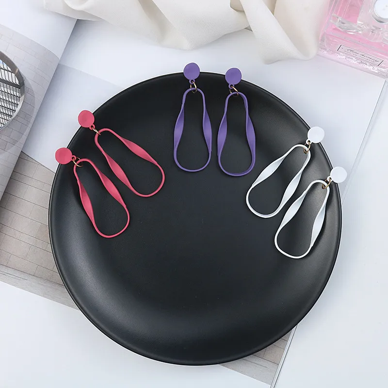 

Korean Trendy Matte Paint Simple Geometric Solid Woman Girls Dangle Drop Earrings Fashion Jewelry-LAF
