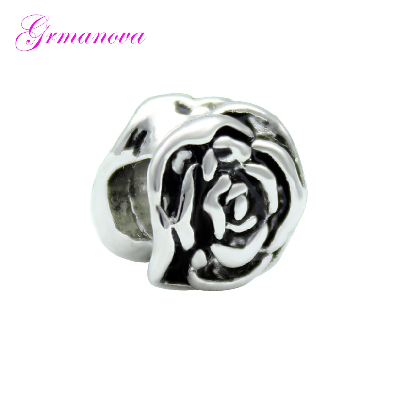

Plant flower rose European charm beads charm beads DIY handmade jewelry Fit Pandora Bracelet Necklace