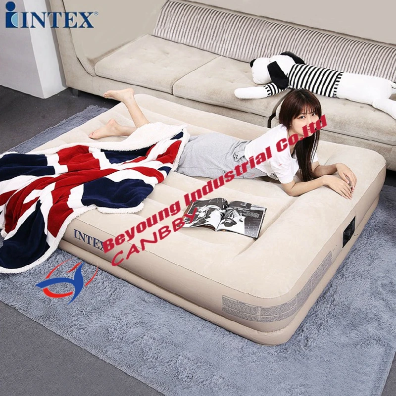 

Intex Pillow Rest Mid-Rise Airbed Deluxe Inflatable Bed With Built-in Pillow And Electric Pump, Queen Size,220V