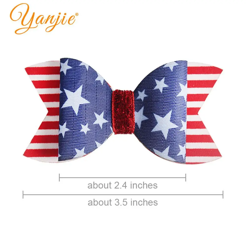 2020 4 июля детские заколки для девочек 3 5 дюйма с кожаным бантом волос принтом