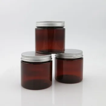 

20 X 200ml Empty Amber PET Jar With Aluminum Cap Seal
