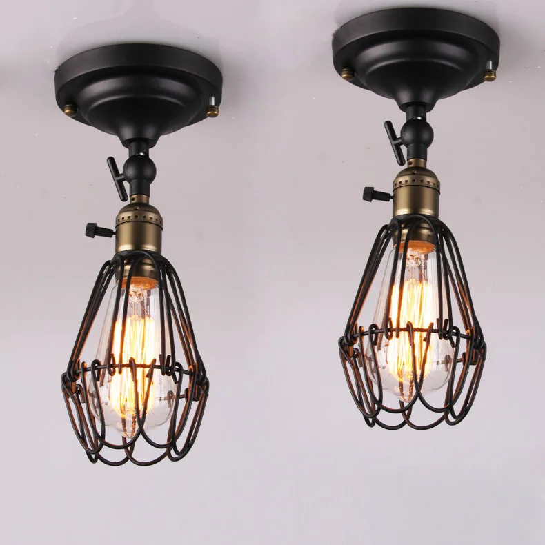 Industrial Metal Cage rotatable Head Balcony Ceiling Lamps ...