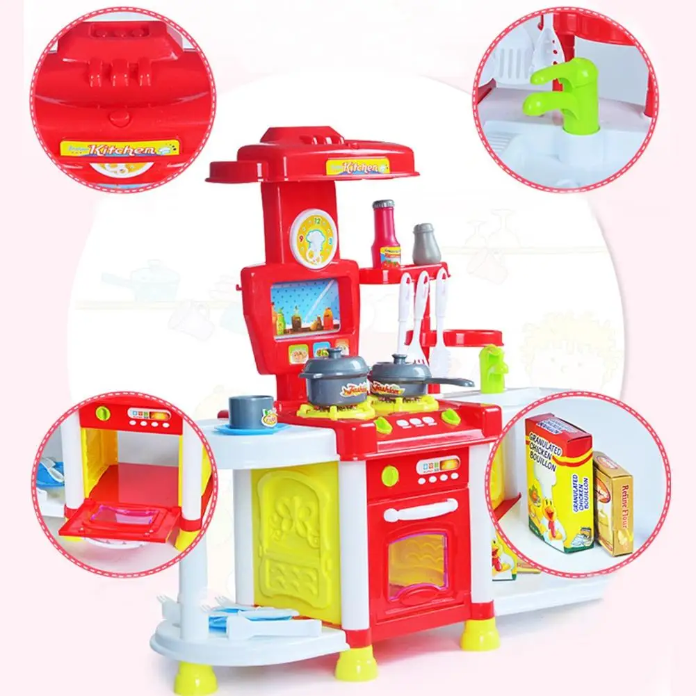 LeadingStar набор кухонных игрушек, Детские Имитационные кухонные игрушки, детские кухонные игрушки, набор с светильник и звуком, красный, Детские ролевые игры, подарки