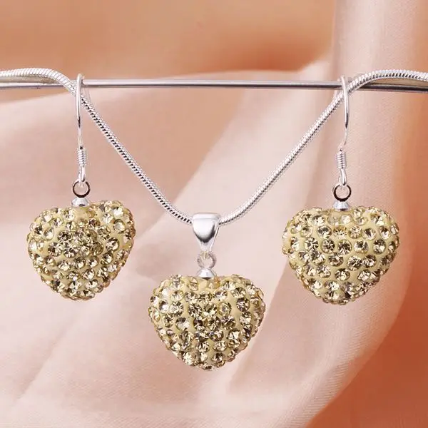 New T-Paris Shambala Charm Disco Ball Bead Crystal Pendant Necklace Earrings Set Rhinestones Women Jewelry SHS042 | Украшения и