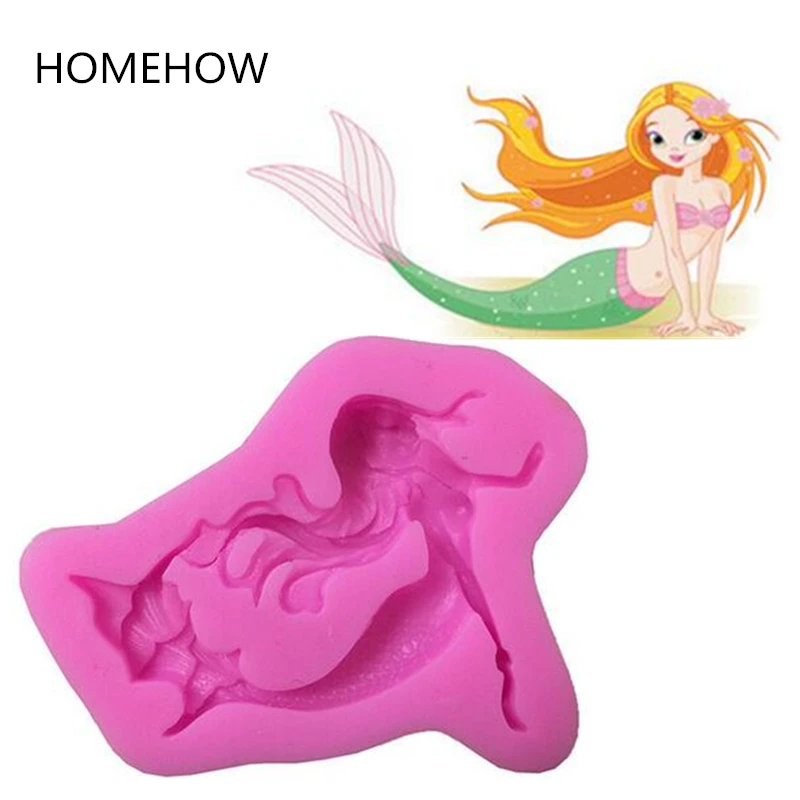 Homehow 1PC/Lot Sea Mermaid Princess Silicone Cake Mold Baking Fondant Decorating Form Soap Candy Chocolate Mould | Дом и сад