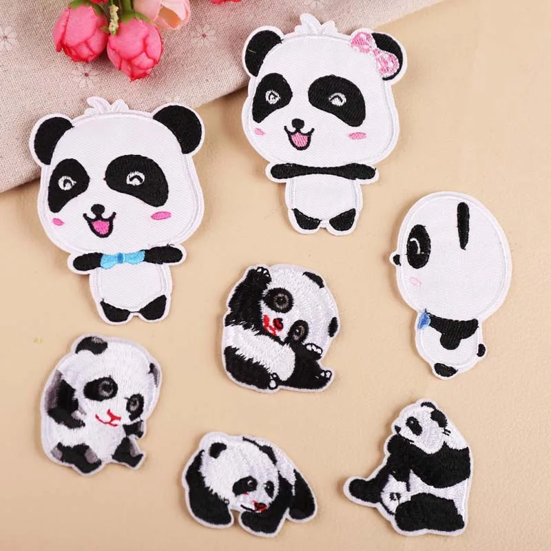 cloth stickers small panda computer embroidery patch stickers clothes bag decoration embroidery chapter