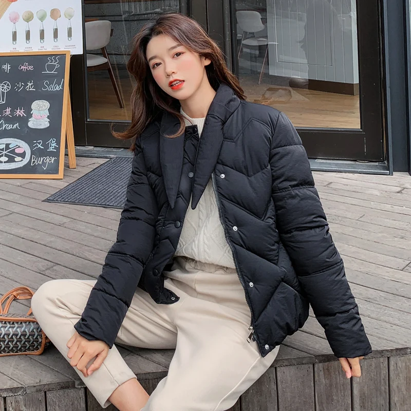 

2019 Fashion Women Autumn Winter Coat Short Section Outwear Cotton Padded Warm Jacket Outwear Casual Parkas Female Clothes