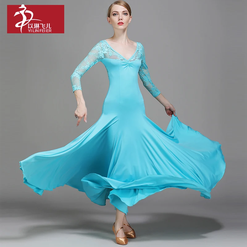 Buy 2017 long sleeve lace modern dance long national