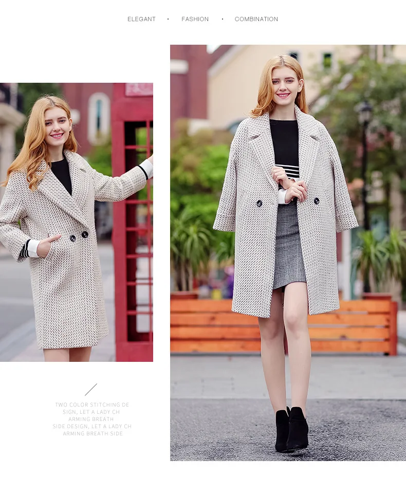 2018 зима новый шерстяное пальто был тонкий женский моды выращивания диких длинный участок колена тартан пальто