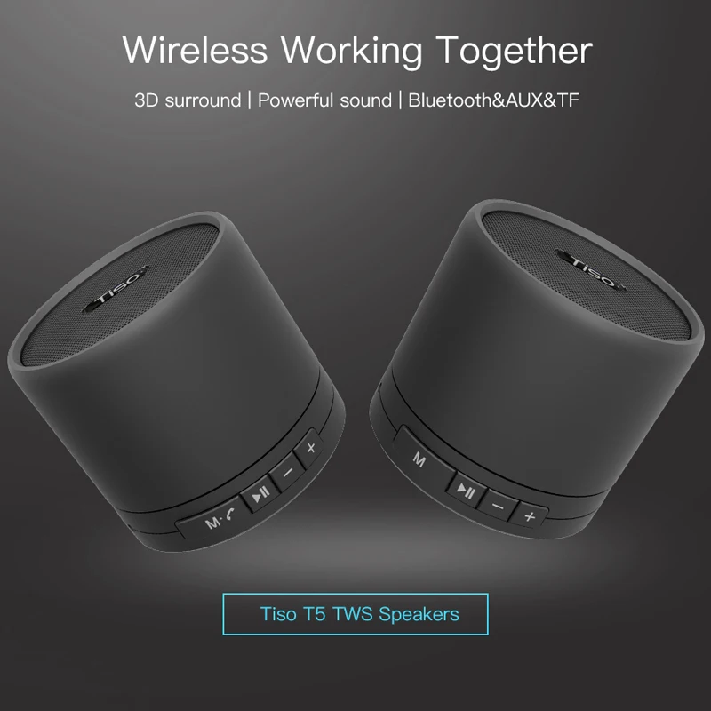 Тисо T5 СПЦ True Беспроводные стерео Bluetooth V4.2 колонки Металл 10 Вт мини портативный