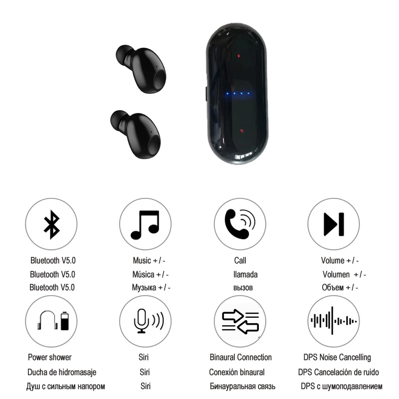 Беспроводные мини наушники с басами и Bluetooth стереонаушники микрофоном громкой
