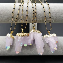 WT-N893, популярное ожерелье из кварца ауры для женщин, ювелирное изделие, подвеска из кварца ауры и ангела, цепочка с четками