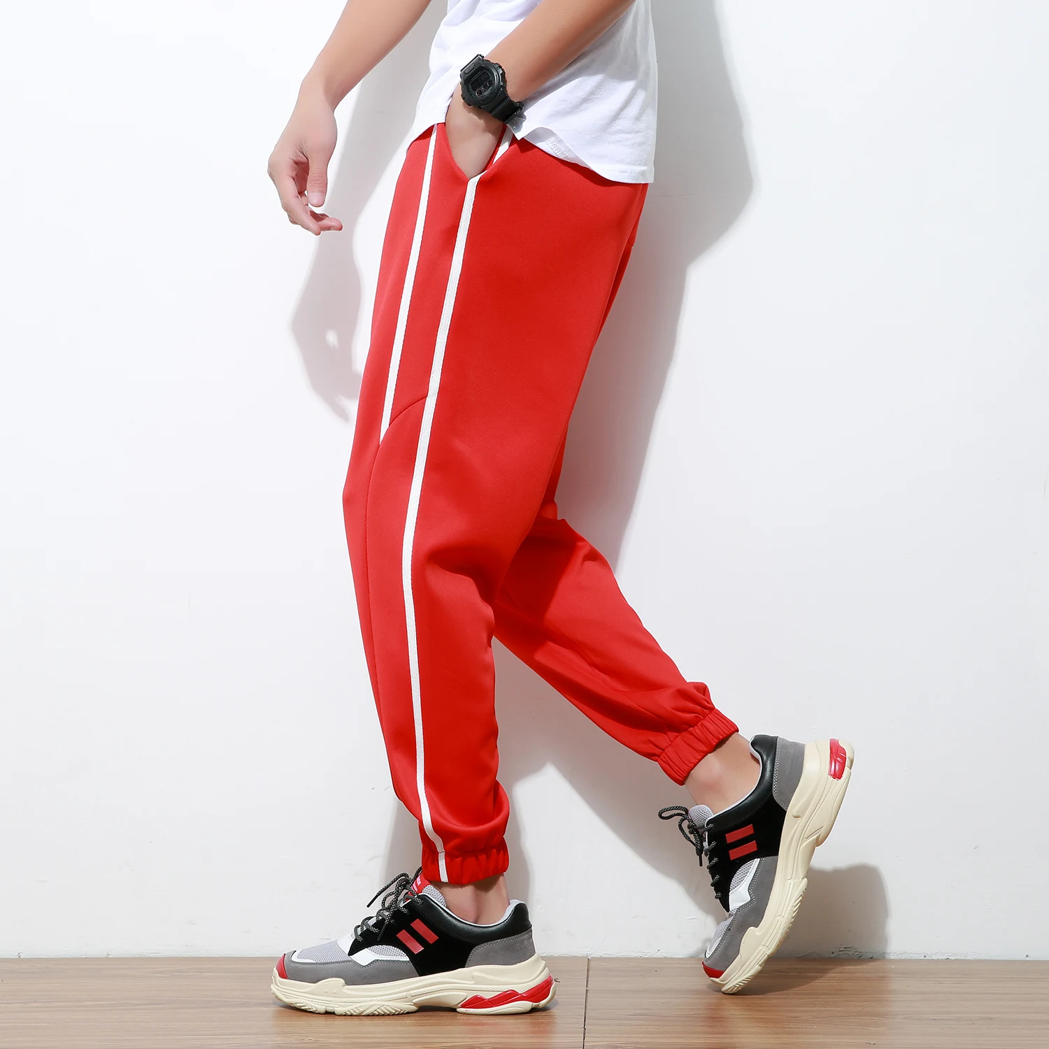 2018 Spring NEW Striped Loose casual pants men Joggers men's pants ...