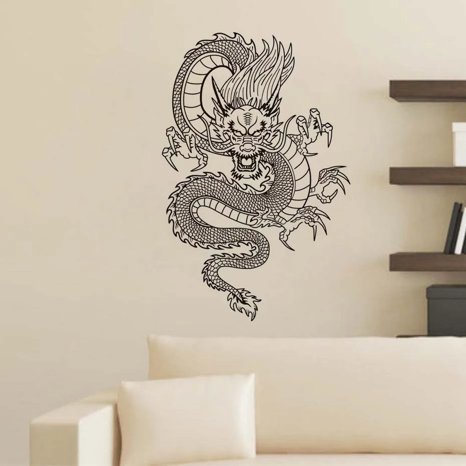

DCTOP Chinese Style Dragon Wall Stickers For Living Rooms Vinyl Waterproof Wall Art Murals Decals Home Decoration Accessories